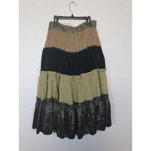Dance in Paris Mixed Media Skirt Tiered Layered Beaded Medium Whimsigoth Y2K